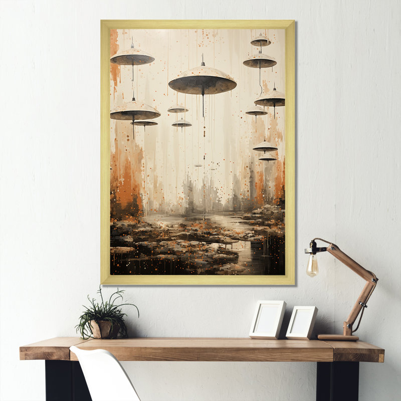 " Minimalism Ufos ", Black Picture Framed, 20" H x 12" W