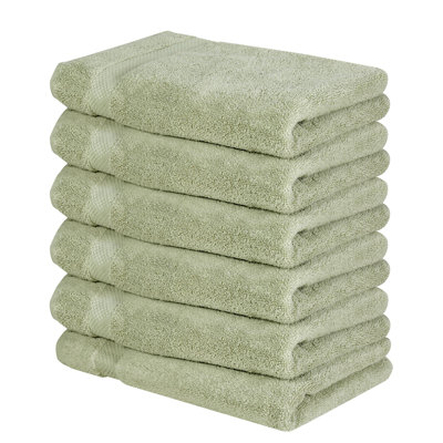 Ensemble de débarbouillettes 100% coton Splash, serviettes de toilette absorbantes douces 550 g / m² pour salle de bain, spa et usage quotidien, certifié OEKO-TEX, paquet de 6, sauge foncé