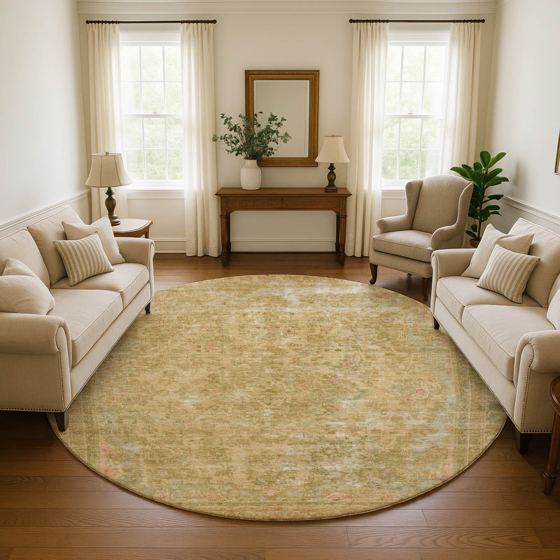 Premium Machine Washable Lampkins AMF1646 Global Rug, Round 8'