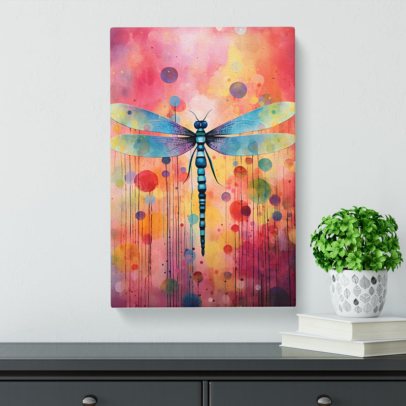 Dragonfly Colour Field - Wrapped Canvas Print, 60cm H x 40cm W x 3cm D