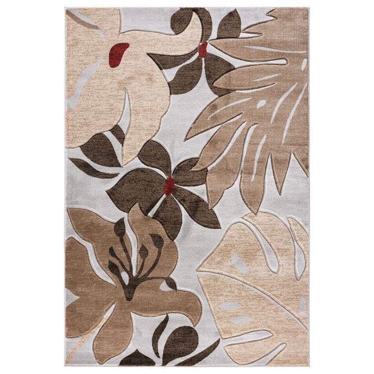 Shaver Floral Light Gray/Dark Brown Area Rug Bayou Breeze Rug Size: Rectangle 9'6 x 13'10