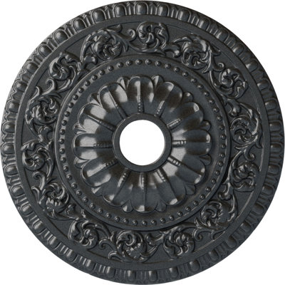 Endurathane Vaduz Ceiling Medallion, 23 1/2"OD x 3 1/2"ID x 2 1/8"P (Fits Canopies up to 3 1/2"), Hand-Painted Pewter Finish