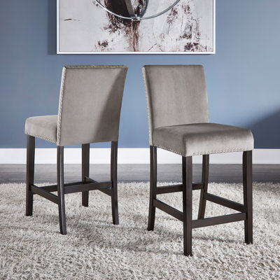 Espresso Finish Velvet 26" Counter Stool