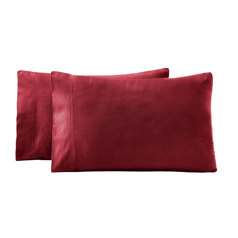 Modern All Season Solid Flannel Cotton Pillowcase, King Pillowcase, Burgundy