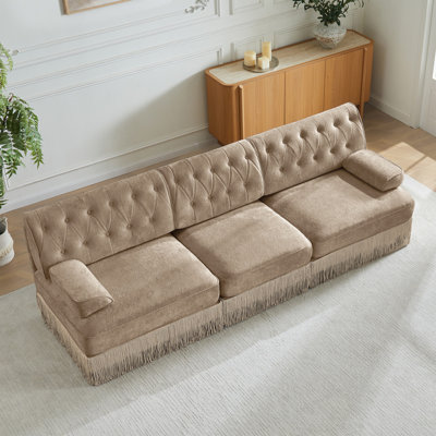 Convient aux animaux de compagnie à 3 places, tissu en velours, jupe à franges à franges sur le plancher, conception capitonnée à boutons, base en bois de qualité supérieure, conception ergonomique, combinaison libre, pour les aires de repos des chambres à coucher