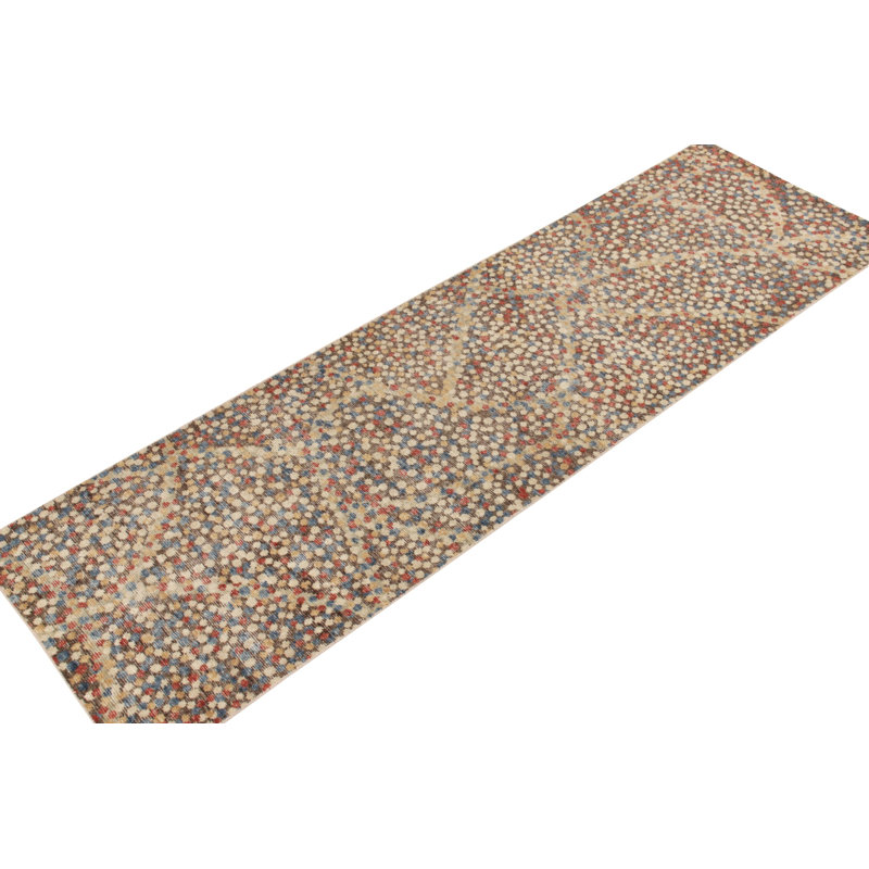Distressed Homage Hand Knotted Wool Abstract Area Rug, Runner 3' x 10'