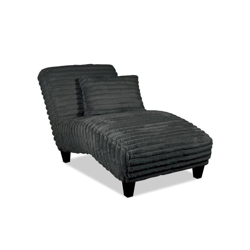 UPHOLSTERED CHAISE LOUNGE, Dark Gray Faux Fur