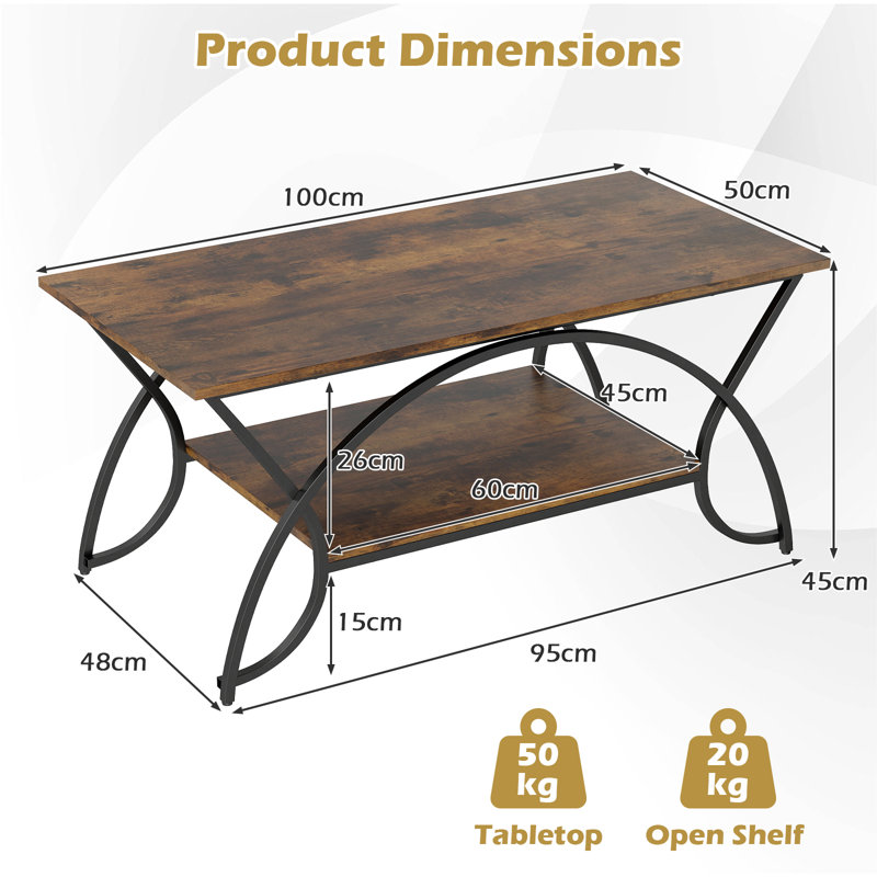 Coffee Table with Storage, Wood, Brown