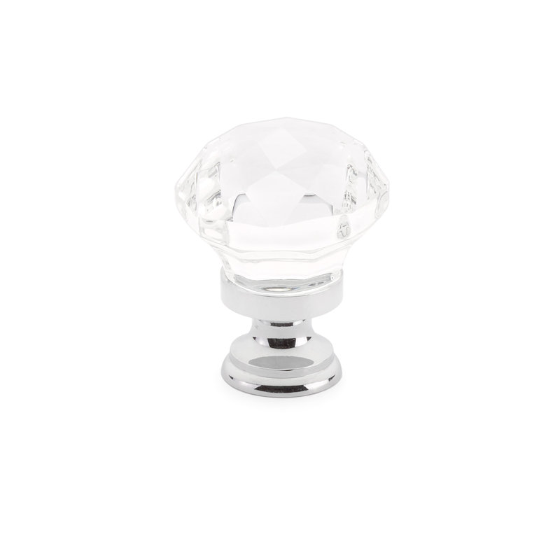 Crystal Round Knob, Polished Chrome, 1.25"