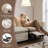 White Genuine Leather Electric Power Reclining Sofa Adjustable Sectional Couch with square handrail