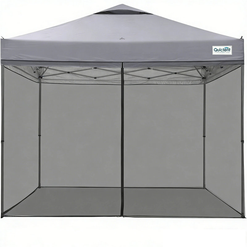 Tente à auvent 10 x 10 po Quictent - Installation instantanée pour 1 personne, portable et compacte, imperméable et résistante aux rayons UV, idéale pour le camping, la plage, les fêtes et les événements extérieurs