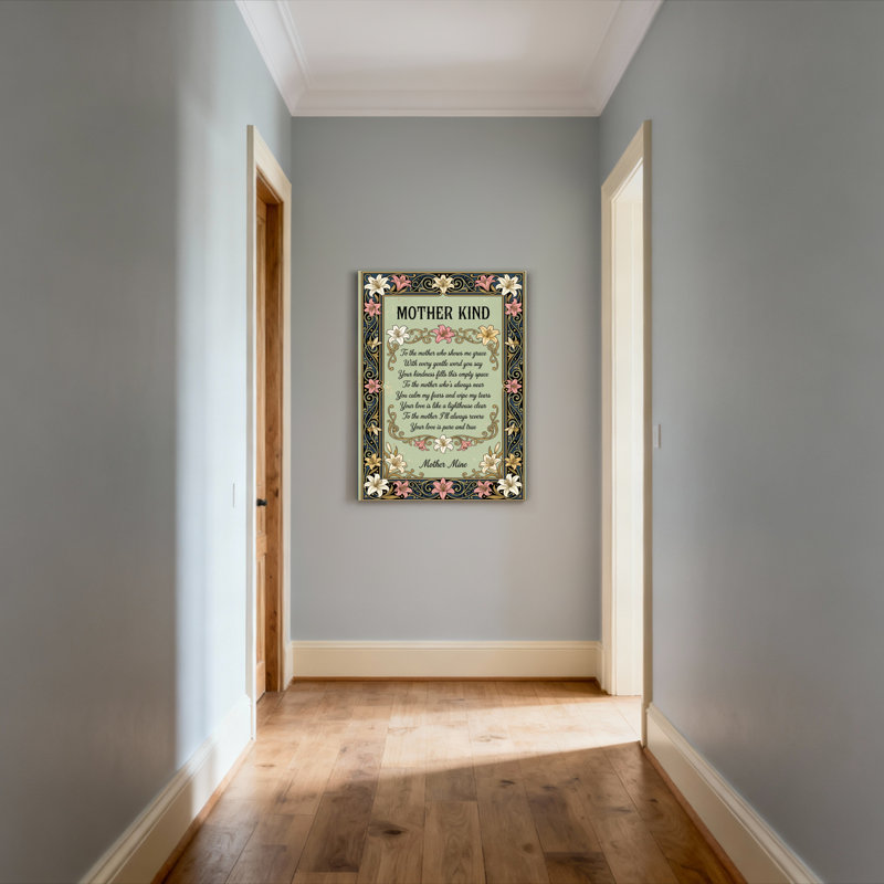 Ensemble de 1 tableau sur toile tendue représentant un poème floral et ornemental sur Mère Nature, H 18 po x l 12 po