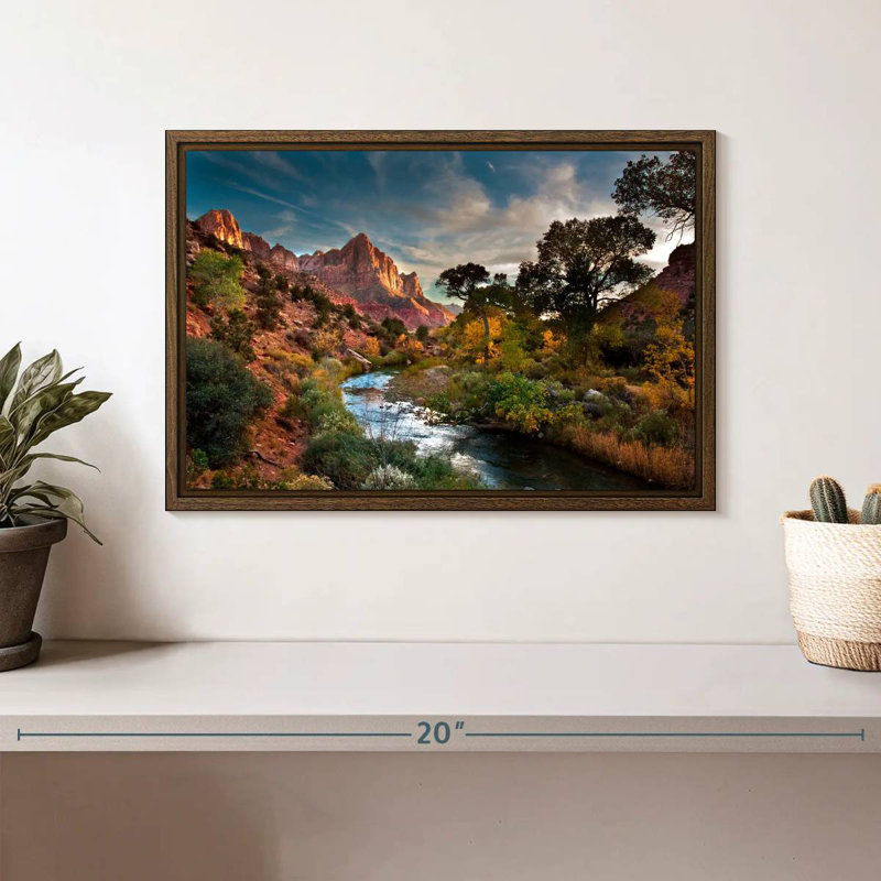 Paysage de Sion, 13 po x 9 po, Cadre flottant en noyer