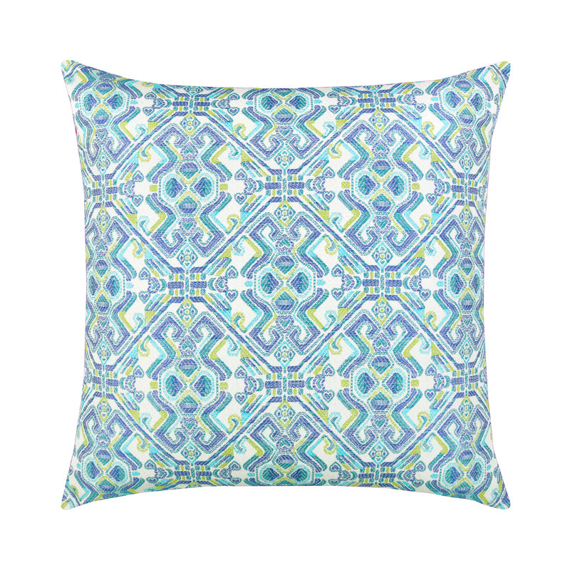Delphi Outdoor Square Sunbrella® Pillow Cover & Insert, Blue/Kiwi Green, 20"H x 20"W