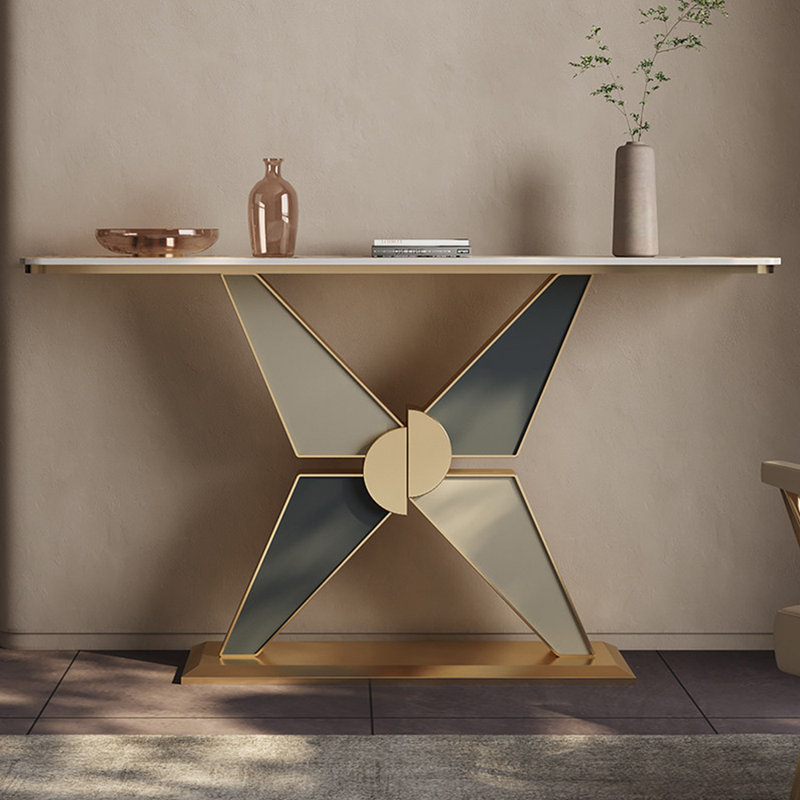 Console légère en pierre frittée de style luxueux, H 33,4 po x l 59 po x P 13,7 po