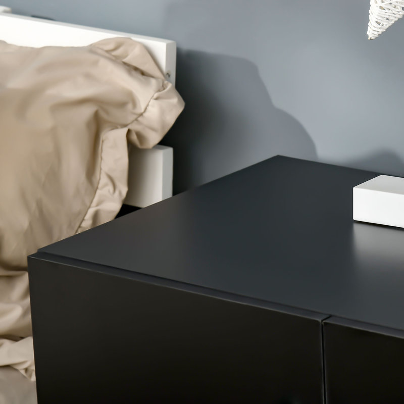 Gorkem Freestanding Storage Cabinet w/ Two Shelves Wooden Sideboard - Black