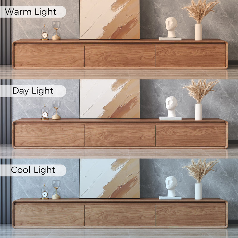 Modern Walnut TV Stand With 3 Drawers For Stylish Living Room Storage