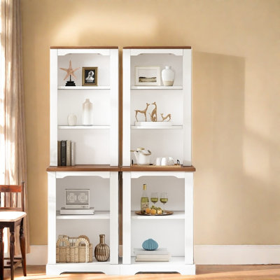 Spacious Storage Bookcases, Mdf Wood Modern Curved Shelves For Home
