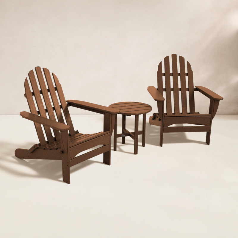 POLYWOOD Classic Folding Adirondack 3-Piece Set, Teak
