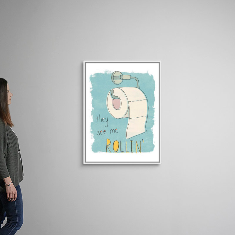 «Potty Pun I», reproduction d'impression sur toile, Cadre flottant blanc, H 41,7 po x l 31,7 po x P 1,75 po