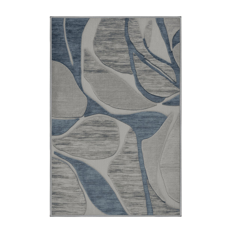 Machine Washable Abstract Brown Area Rug, Rectangle 7' x 9'