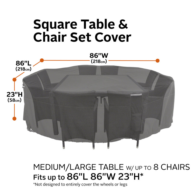 Khalil Water-Resistant Square Patio Table & Chair Set Cover, 24" H x 88" W x 88" D