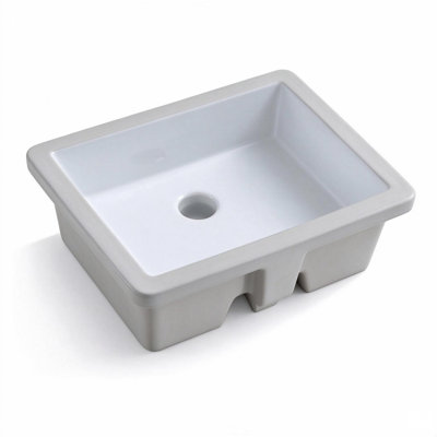 Topcraft Rectangular Undermount Ceramic Sink, White