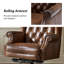 Heeg Genuine Leather Swivel And Rocking Office Chair With Solid Wood Base-108582111