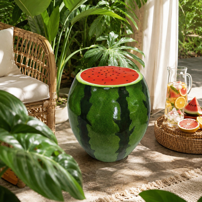 Tabouret de jardin en résine 13,4 "H Melon d'eau pour l'extérieur