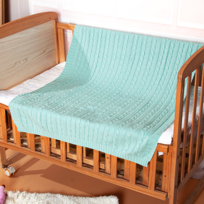 Cable Knit Toddler Blanket, 100% Pure Cotton Baby Blanket, 30x40 Inches - NTBAY