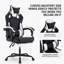 Fauteuil de jeu ergonomique en PC, fauteuil de jeu avec massage et soutien lombaire, cuir en PVC