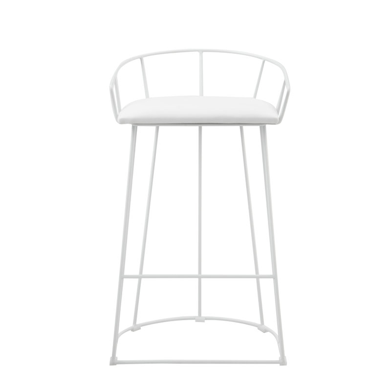 Tabouret de bar et de comptoir Arikka, Tabouret de comptoir (assise à une hauteur de 26,, Similicuir blanc