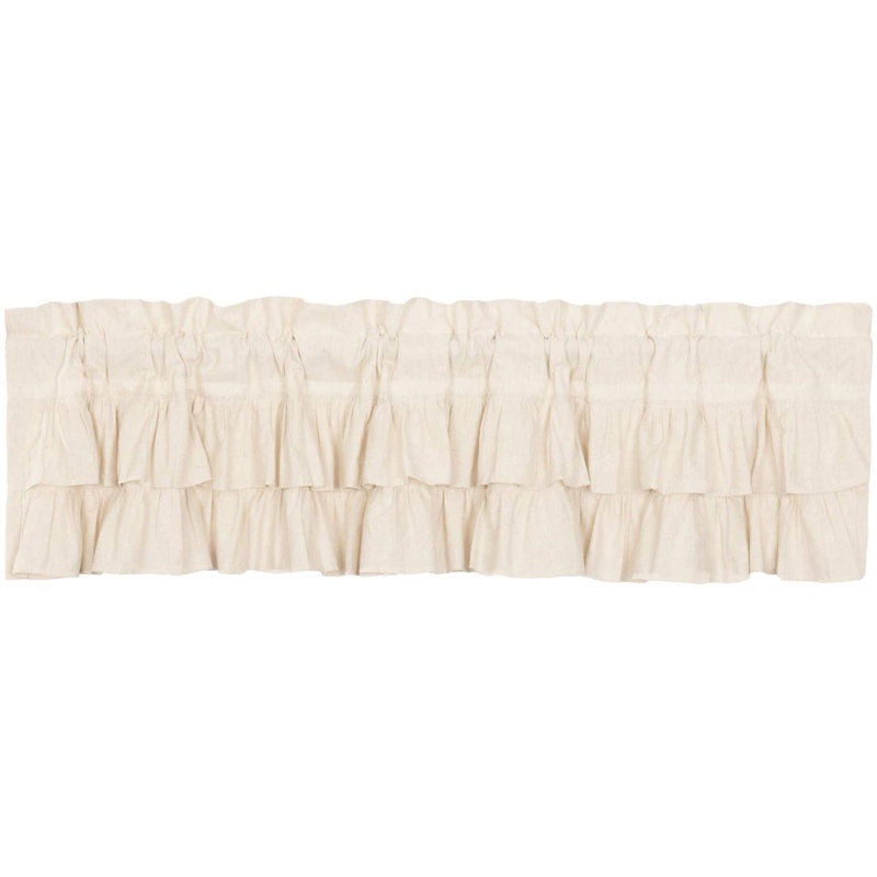 Sickels Cotton Blend Ruffled Window Valance, 72" W x 16" L, Natural