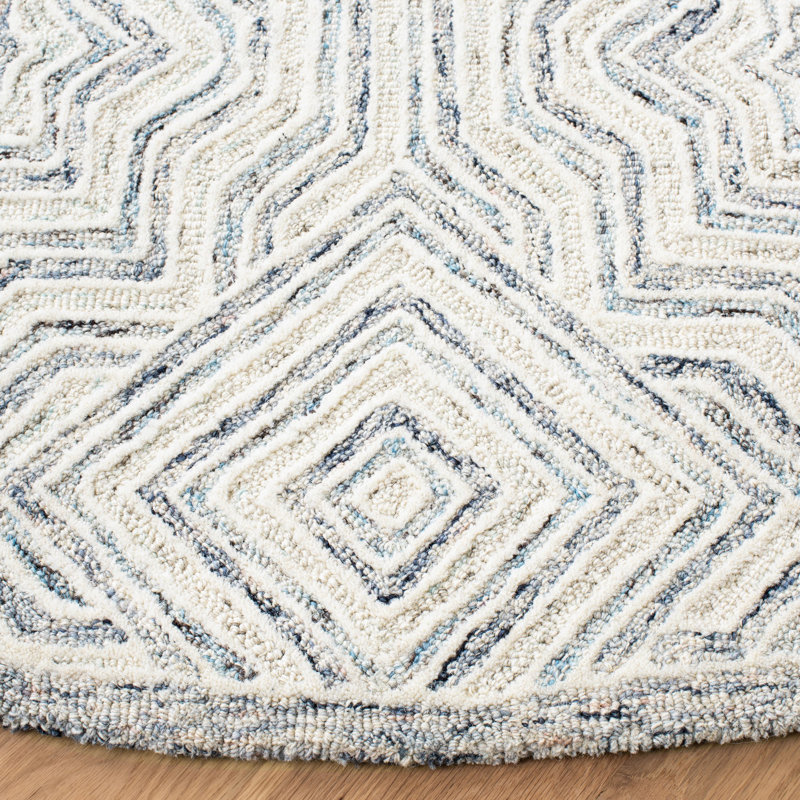 Daniel Hand Tufted Wool Geometric Rug, Round 7'