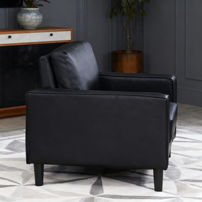 Fauteuil d'appoint moderne avec accoudoirs rembourrés noir, Noir