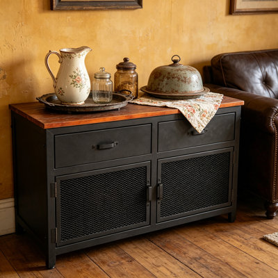 Armoire de salle à manger en fer de style industriel contre le mur, armoire en fer rétro, 39,37 po x 15,75 po x 23,62 po