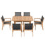 Ensemble de salle à manger d'extérieur en bois d'acacia pour 6 personnes avec table rectangulaire extensible-960915605