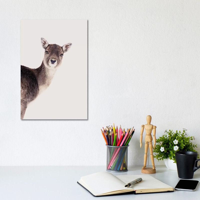 Deer Peekaboo Rose by Monika Strigel - Wrapped Canvas Print, 20.32 cm H x 30.48 cm W