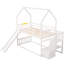 Lit superposé simple blanc / simple avec escalier de rangement convertible et glissade - Pinewood For Family-41135599