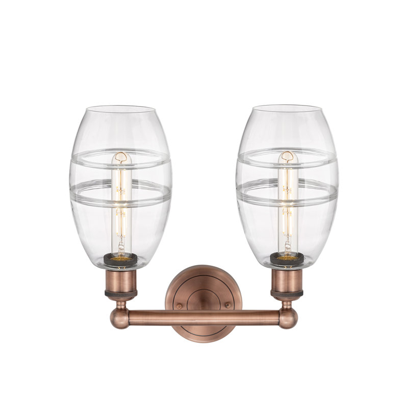 Éclairage pour meuble-lavabo à 2 lumières Kusham, Transparent, Cuivre antique