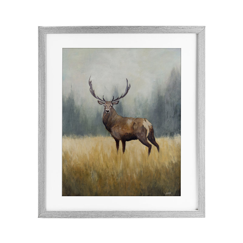 «Forest Royalty Elk», reproduction encadrée sous verre, conception de Julia Purinton, Cadre de ferme gris, H 16 po x l 13 po