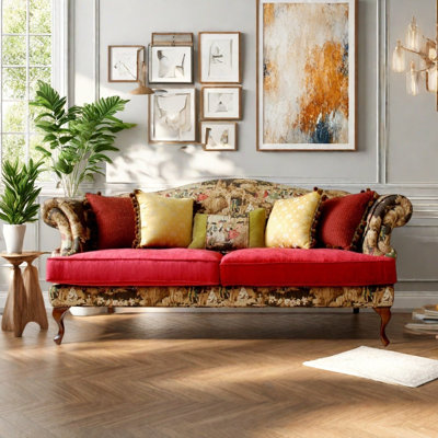 American-style Country Fabric Double-seater Sofa
