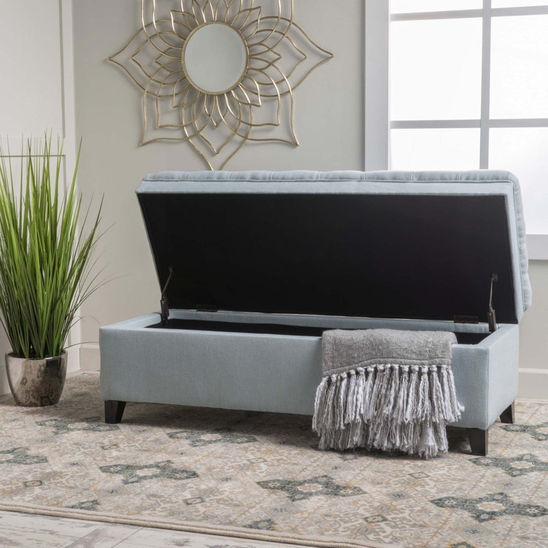 Banc de rangement moderne avec repose-pieds, Bleu ciel