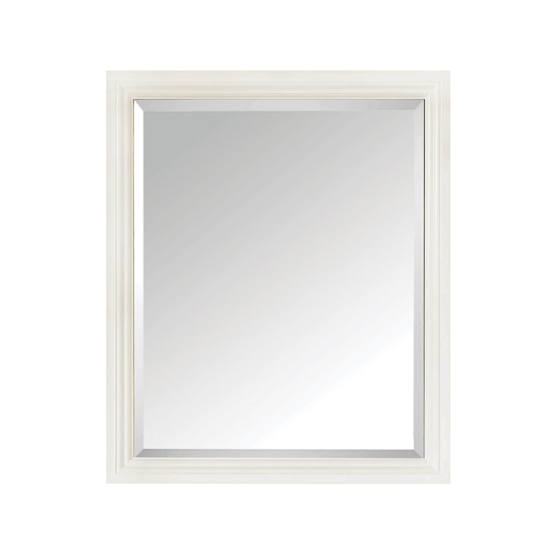 Magruder Wood Rectangle Wall Mirror, French White, 33" H x 28" W