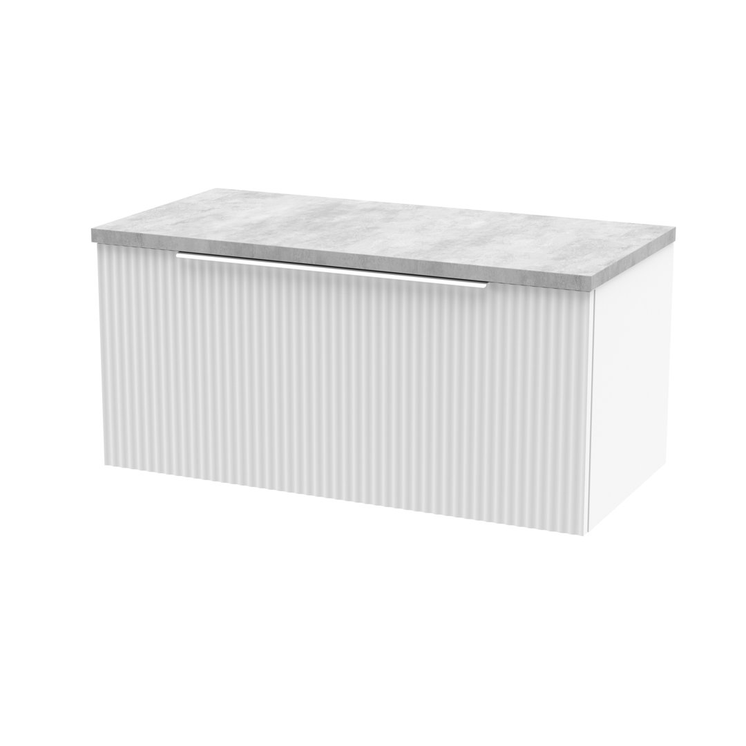 Fluted 80Cm Wall Mounted Bathroom Vanity Base