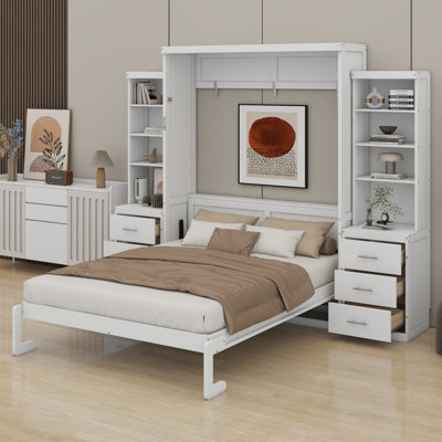 Modern Murphy Bed with Shelves and Drawers