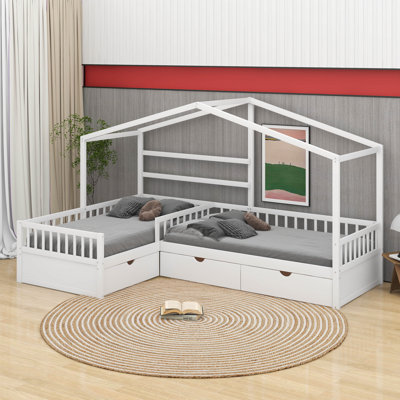 Lit plateforme simple avec tiroirs de rangement