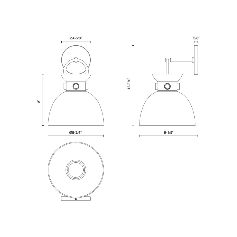 Tinka Armed Sconce, Matte Black, Clear