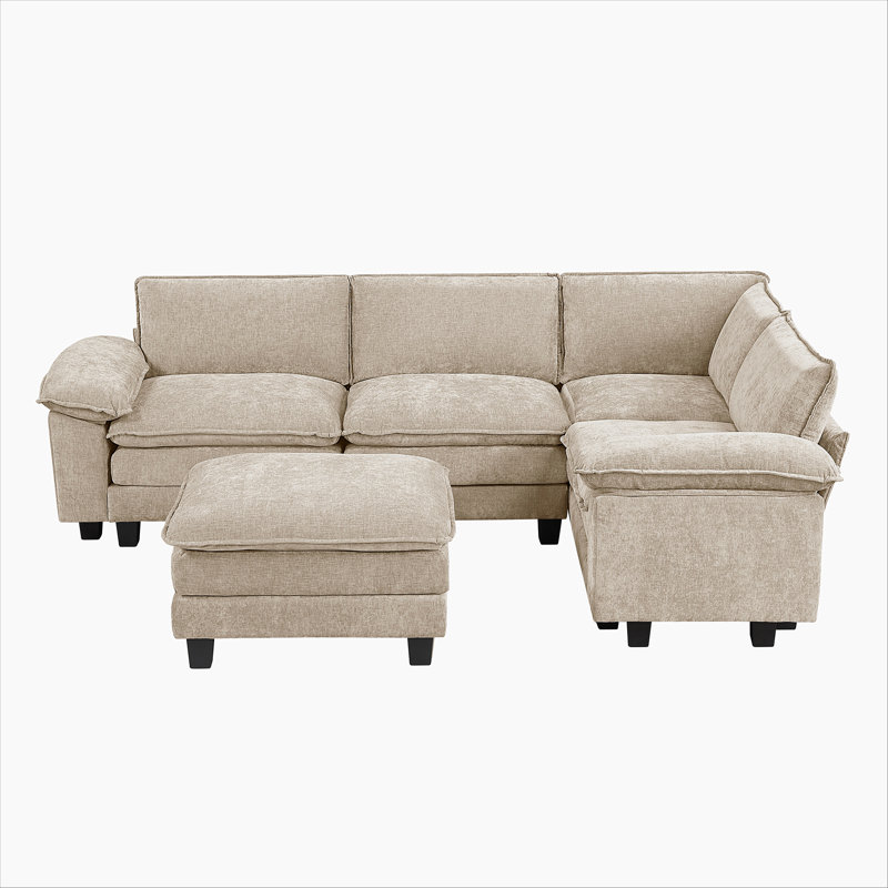 Ensemble de conversation modulaire 5 pièces Modern Contemporary, Tissu taupe