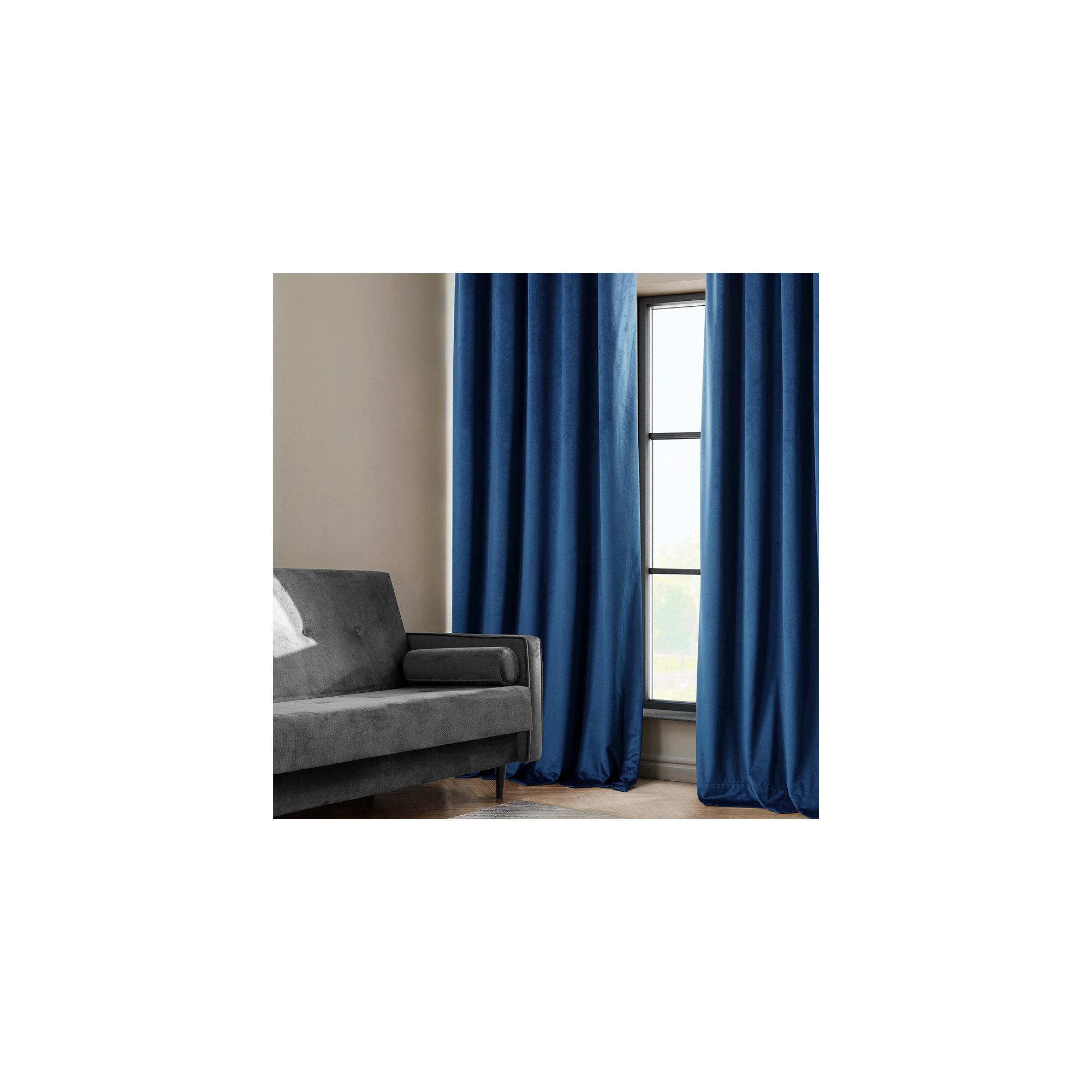 Matra Plush Velvet Curtains for Bedroom - Room Darkening Curtains for Living Room Window Single Panel, Pisces Blue